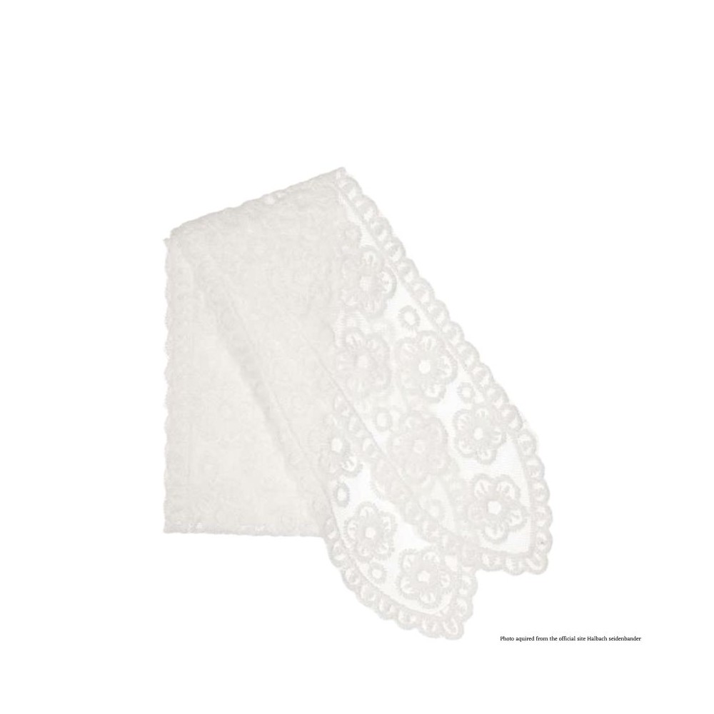 Nastro in pizzo 75mm 1.3mt fantasia fiori Bianco